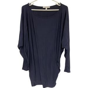 Gant Top Women's S Tunic Boat Neck Asymmetrical Hem Bat Long Sleeve Split Loose